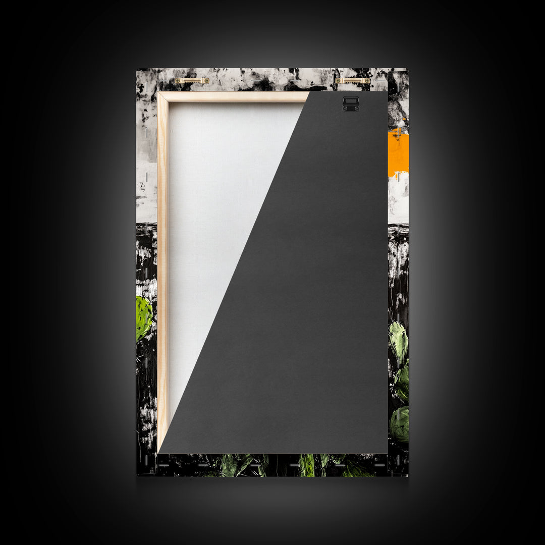 Cactus Art, Desert Scene, Framed Canvas Print, Southwest Wall Art, Boho Home Decor, Minimalist Nature Art, Living Room Statement Piece