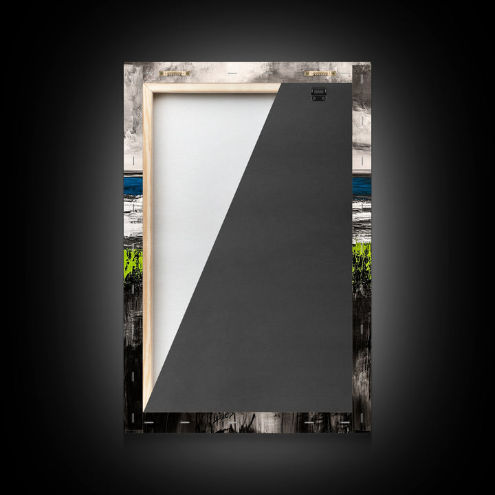 Coastal Horizon, Abstract Ocean, Framed Canvas Print, Beach Wall Art, Nautical Home Decor, Blue and White Art, Modern Living Room Art