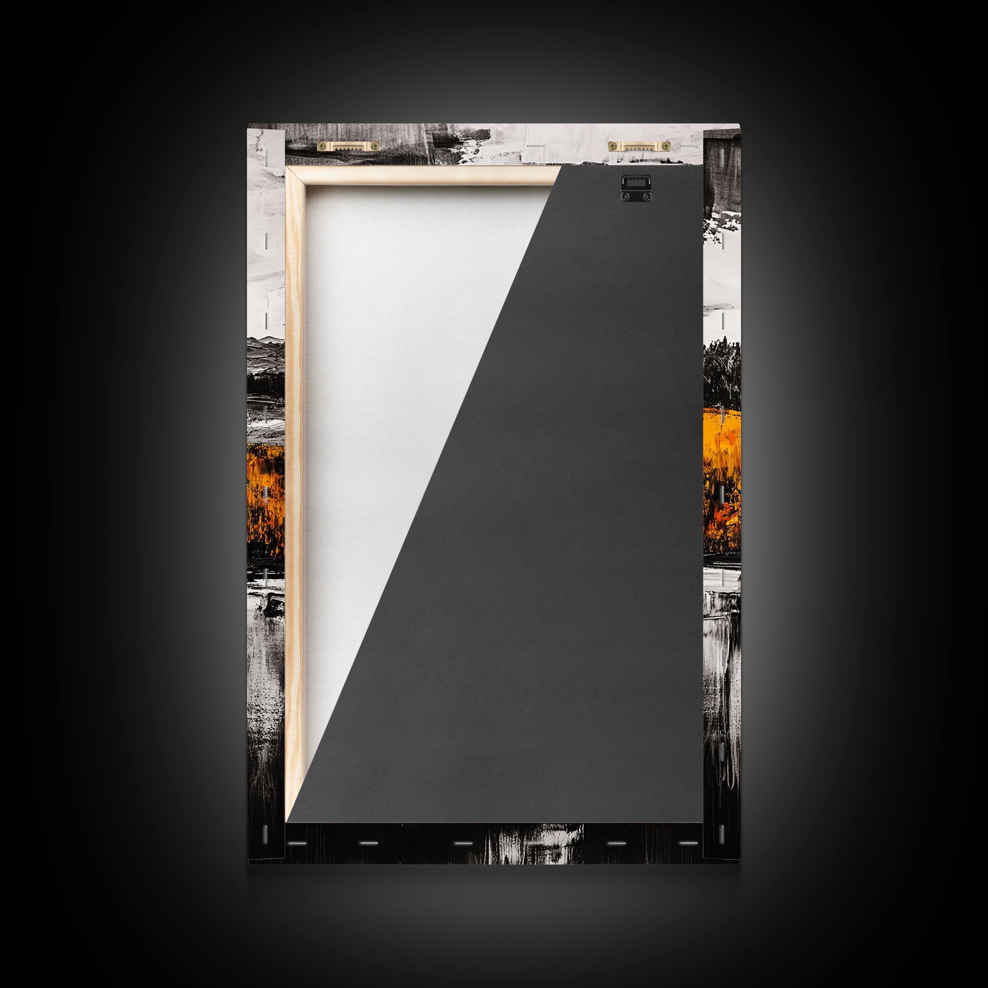 Autumn Mountain Scene, Yellow Trees Reflection, Black White Landscape, Rustic Cabin Art, Cozy Fall Wall Decor, Framed Canvas Print