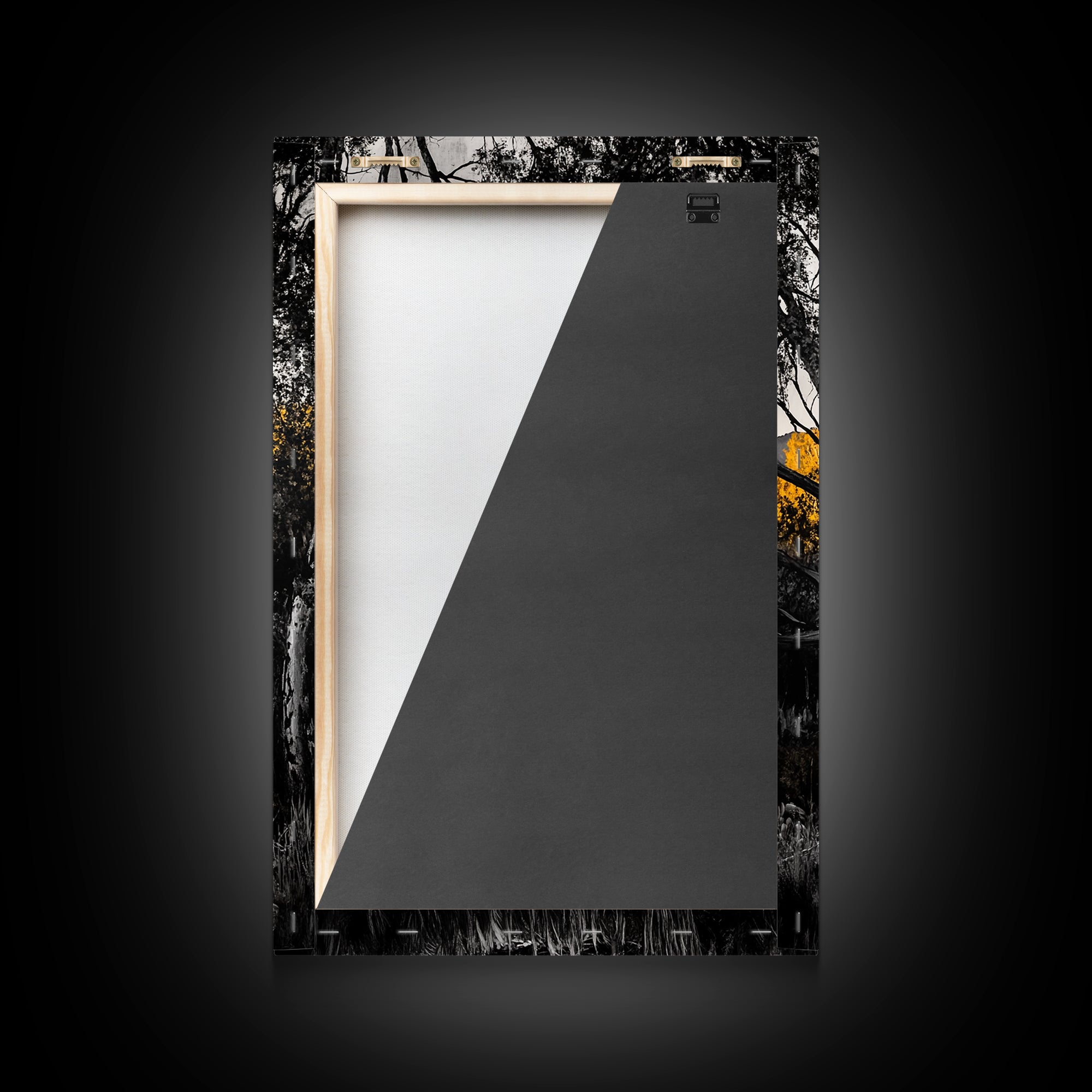 Bald Eagle Nest Art, Black White Forest, Yellow Fall Trees, Wildlife Nature Decor, Rustic Lodge Wall Art, Living Room Art, Canvas Print