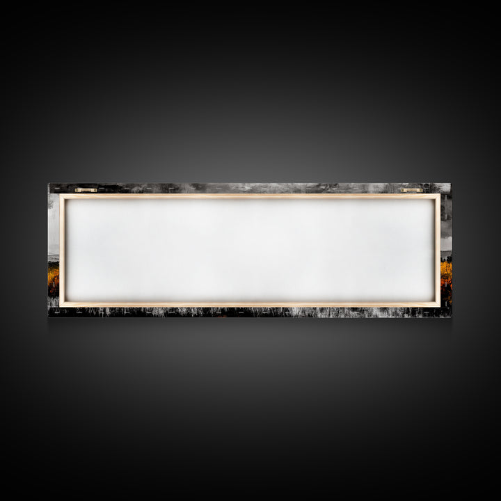 Autumn Landscape, Rustic Cabin Art, Mountain View, Fall Trees, Country Home, Black and White, Living Room Decor, Framed Canvas Print