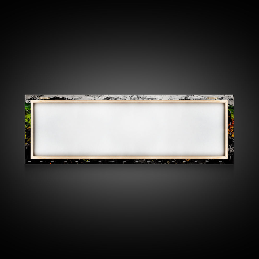 Abstract Snake, Vibrant Reptile Art, Jungle Theme, Wildlife Painting, Green and Yellow, Bold Nature Print, Framed Canvas Print