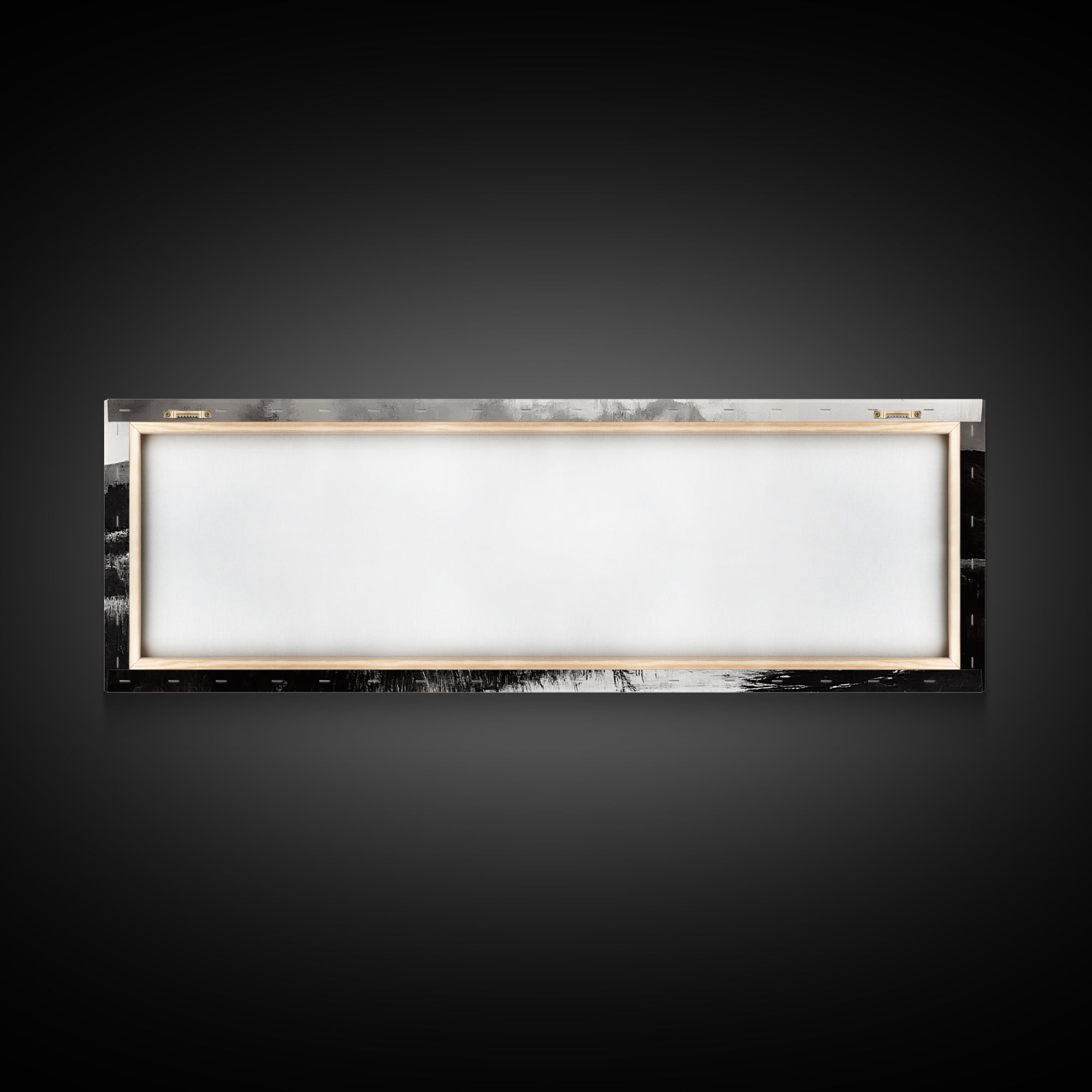 River Landscape, Rustic Nature Art, Black and White with Yellow Accent, Peaceful Scenery, Living Room Decor, Canvas Print