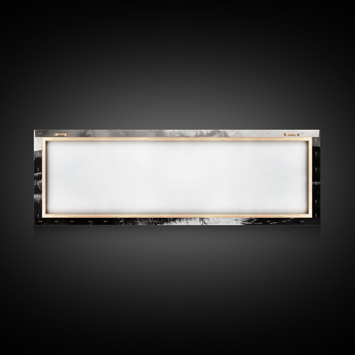 River Landscape, Rustic Nature Art, Black and White with Yellow Accent, Peaceful Scenery, Living Room Decor, Canvas Print