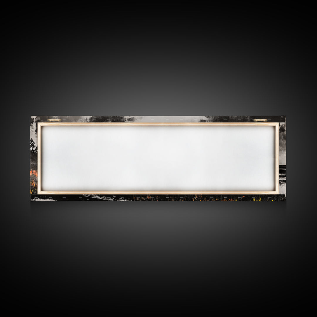 Coastal Storm, Monochrome Seascape, Bold Ocean Art, Framed Canvas Print, Black White Yellow, Living Room Wall Decor, Nautical Artwork