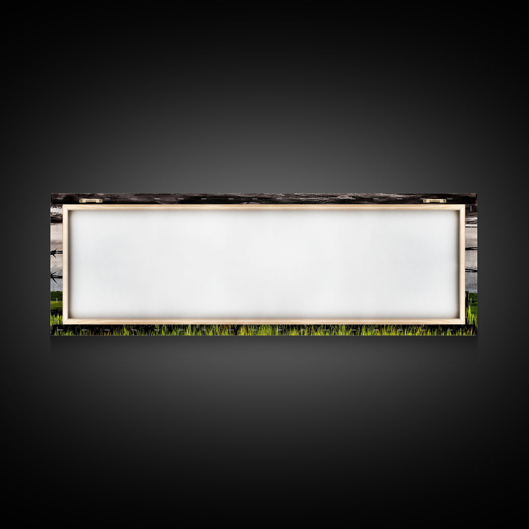 Barbed Wire Art, Rural Landscape Print, Farmhouse Wall Decor, Countryside Canvas Print, Rustic Living Room Art, Framed Canvas Print