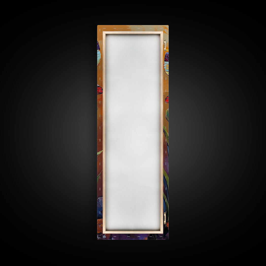 Dragonfly Wings, Garden Sunset, Whimsical insect decor Canvas Print, vibrant boho nature wall art, entryway statement piece