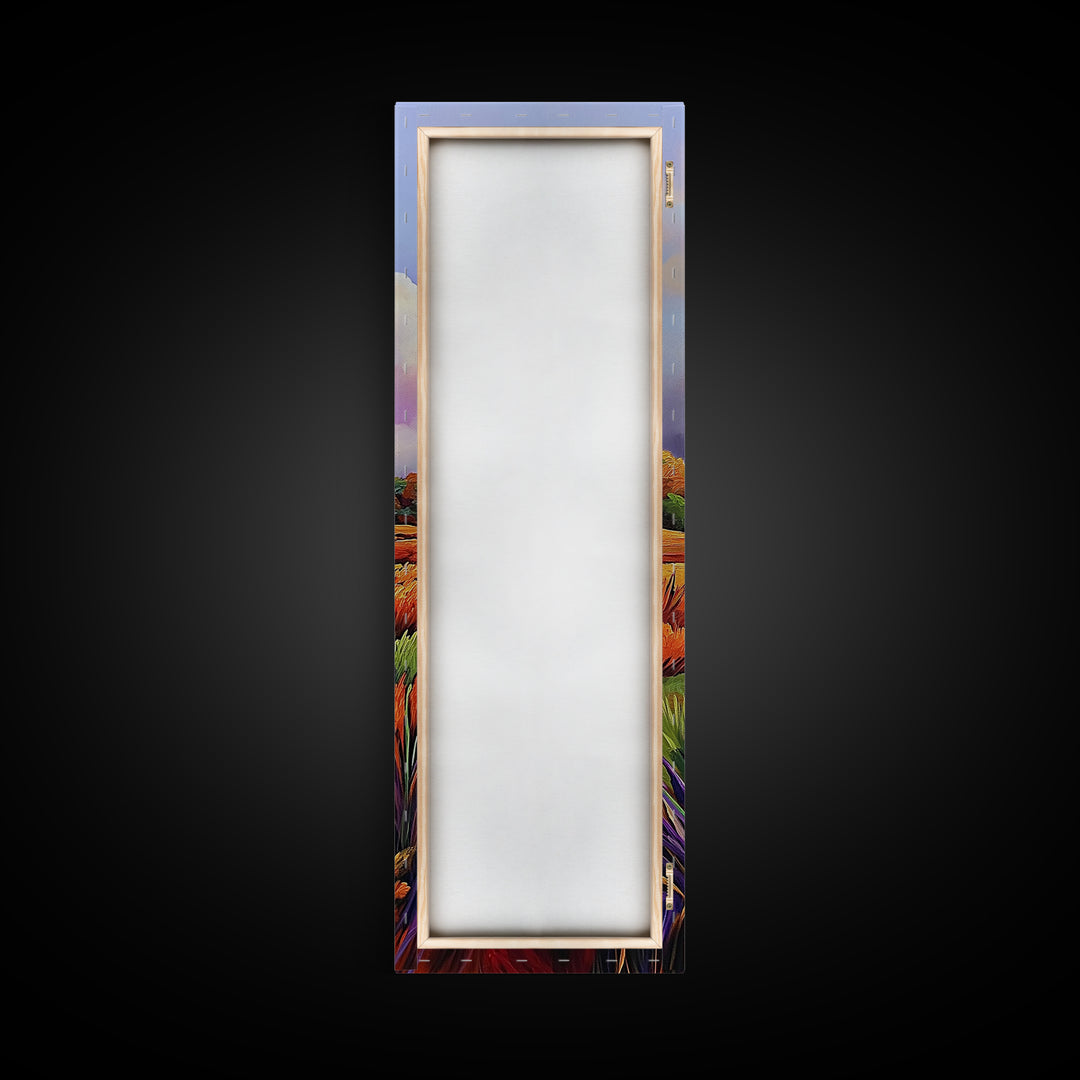 Autumn Marsh, Winding Stream, Colorful Landscape, Framed Canvas Print, fall wall decor, nature inspired art, rustic home or cabin decor