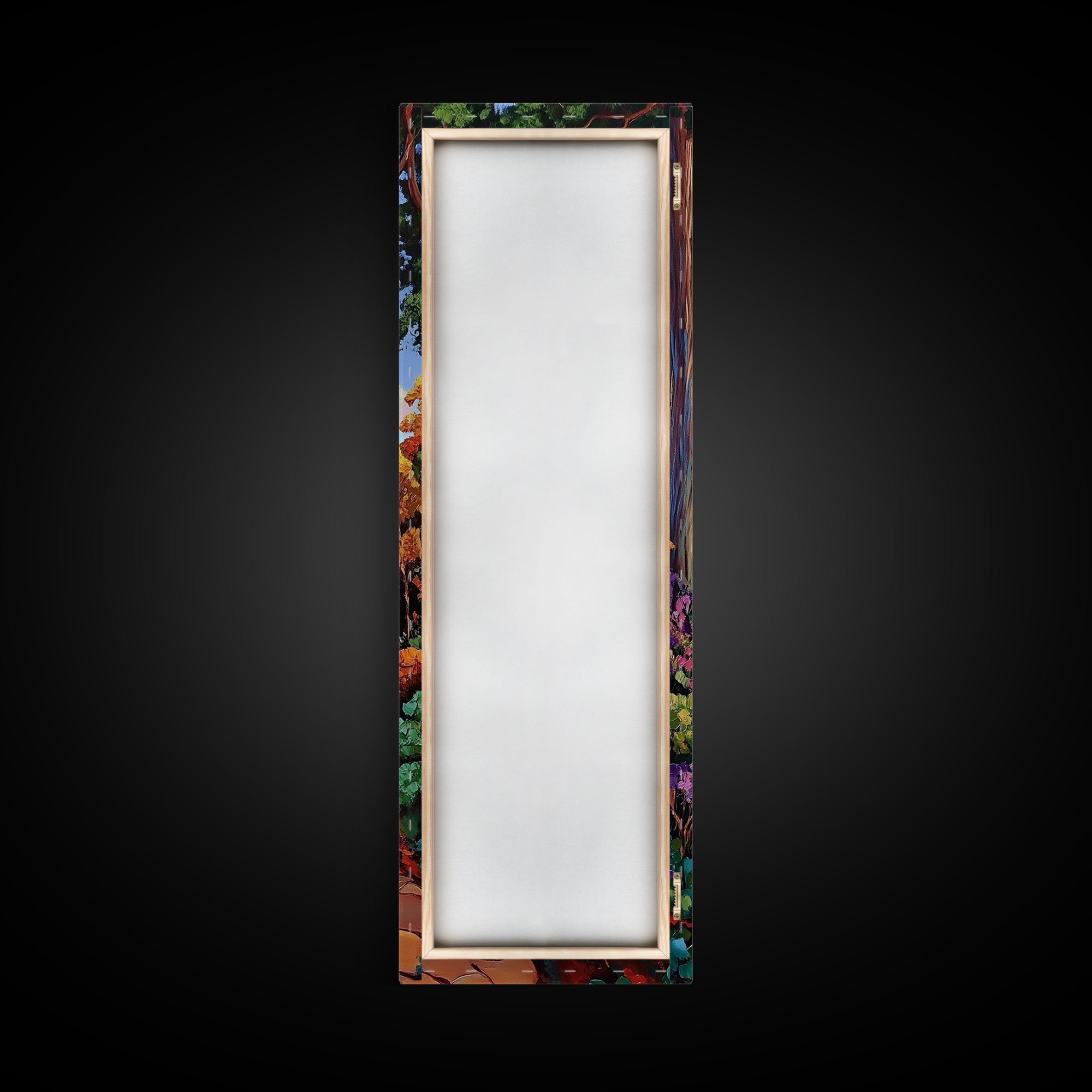 Autumn, Pathway, Forest, Trees, Framed Canvas Print, Fall foliage art in impressionist style, perfect Entryway Wall Art or Seasonal Home Decor