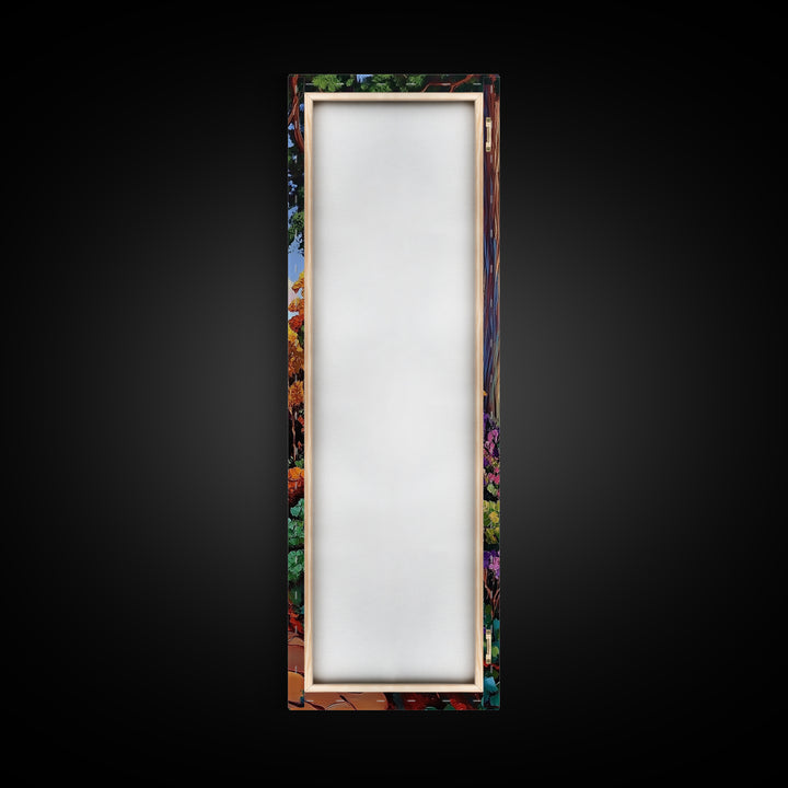 Autumn, Pathway, Forest, Trees, Framed Canvas Print, Fall foliage art in impressionist style, perfect Entryway Wall Art or Seasonal Home Decor