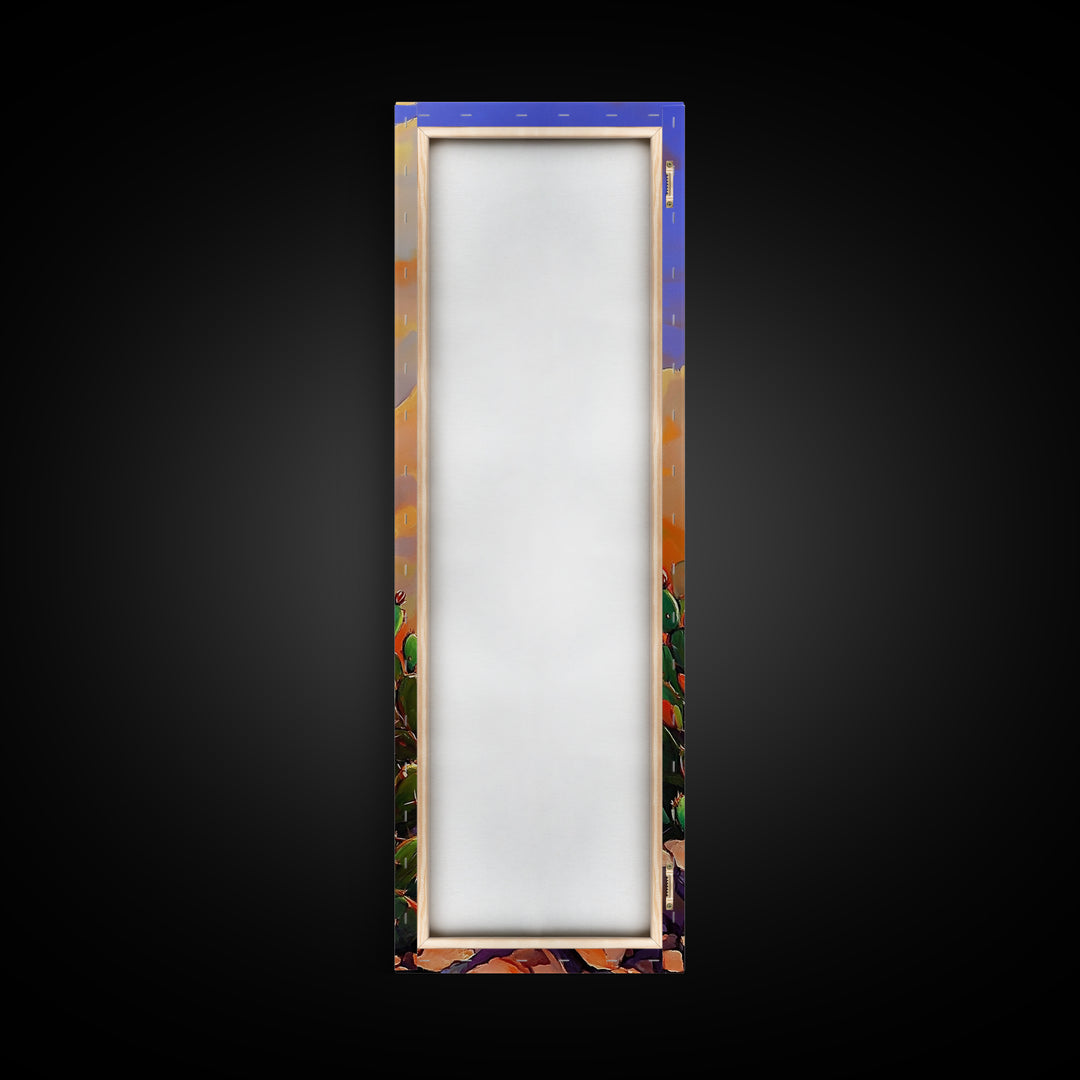 Cactus Bloom, Desert Art, Vibrant Southwestern Nature Decor, Boho Plant Lover Gift, Rustic Living Room Style, Canvas Print