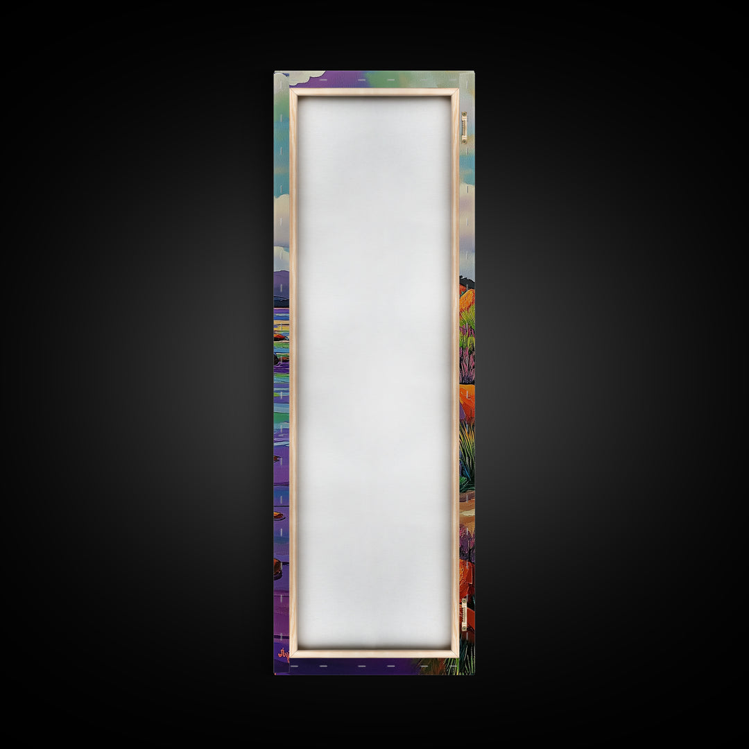 Desert Trail, Rocks, Nature, Framed Canvas Print, Desert path painting, wild rocky trail artwork, hallway decor, southwestern rustic style