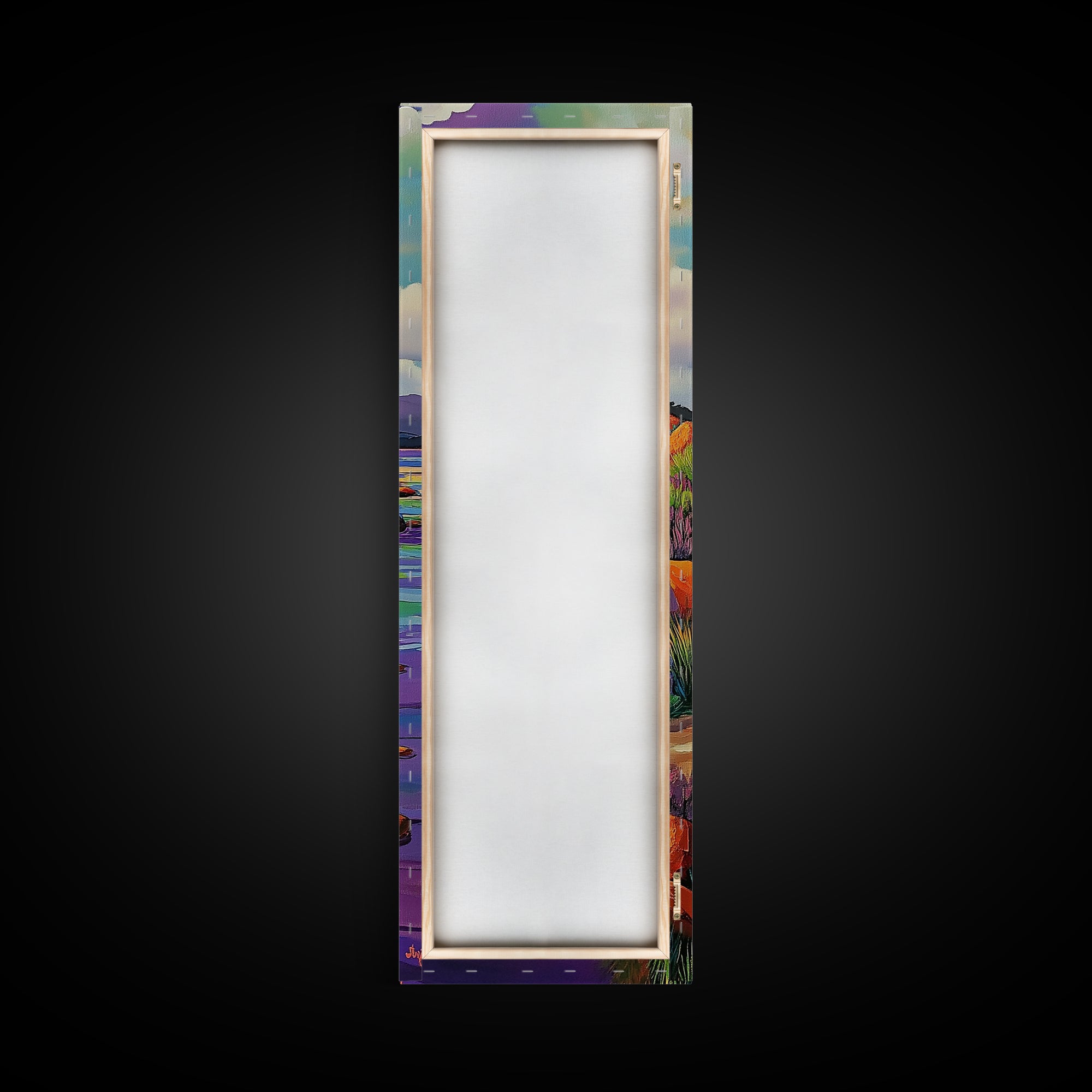 Desert Trail, Rocks, Nature, Framed Canvas Print, Desert path painting, wild rocky trail artwork, hallway decor, southwestern rustic style