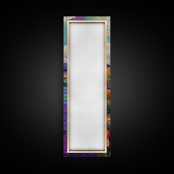 Desert Trail, Rocks, Nature, Framed Canvas Print, Desert path painting, wild rocky trail artwork, hallway decor, southwestern rustic style