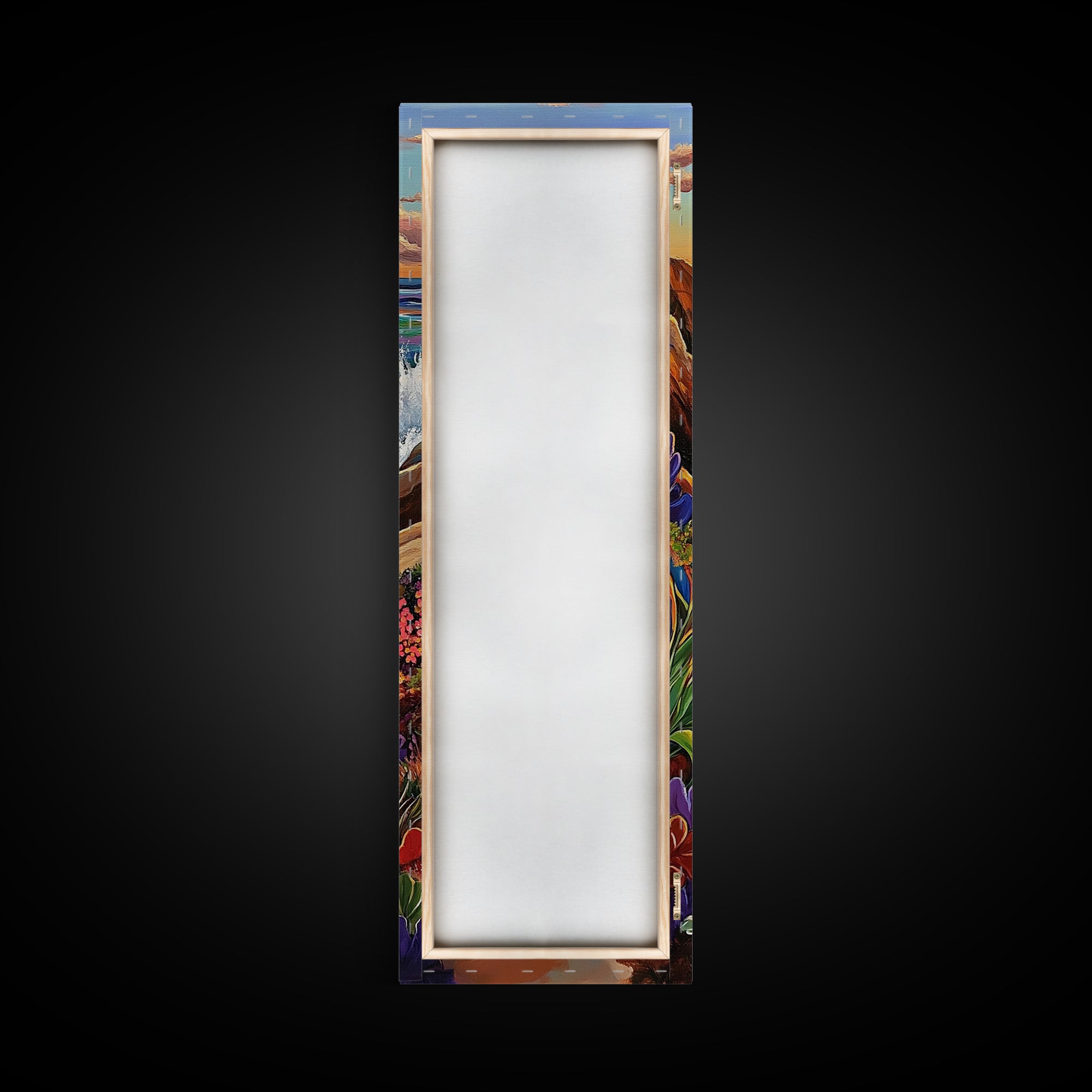 Beach Path, Rocks, Canvas Print, Coastal Wall Art, Nature Inspired Hallway Decor, Vibrant Ocean Scene, Boho Beach Aesthetic