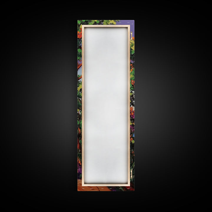 Coastal Trail,Trees,Escape — Framed Canvas Print, tropical coastal decor, beachside nature wall art, entryway or hallway boho painting