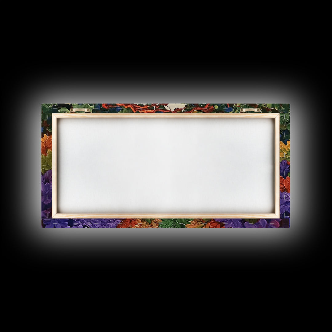 Colorful Coastal, Framed, Bright tropical coastal landscape view with water and foliage, Framed Canvas Print, living room wall art