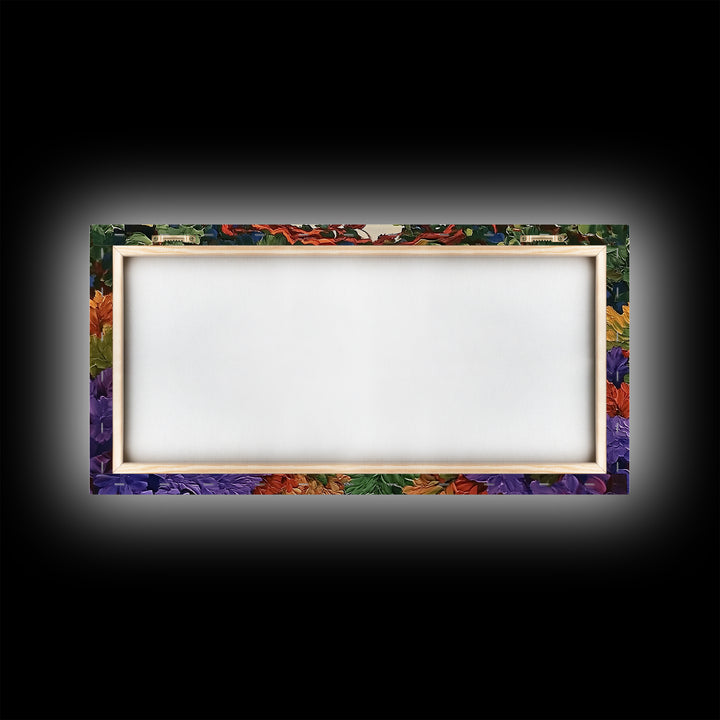 Colorful Coastal, Framed, Bright tropical coastal landscape view with water and foliage, Framed Canvas Print, living room wall art