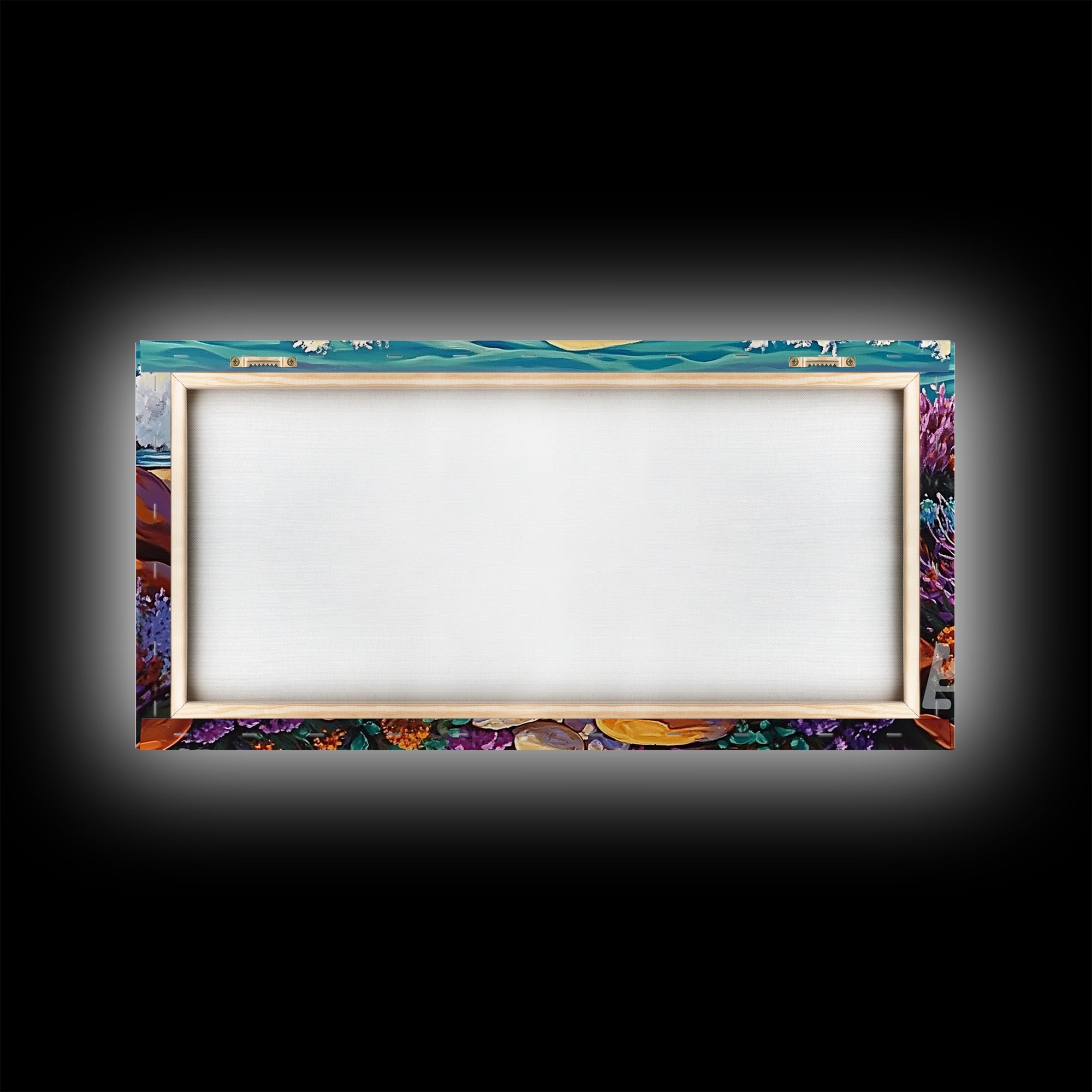 Coastal Garden, Rocks, Framed Canvas Print, Seaside nature landscape wall decor, Kitchen Wall Art, coastal art, vibrant summer vibe