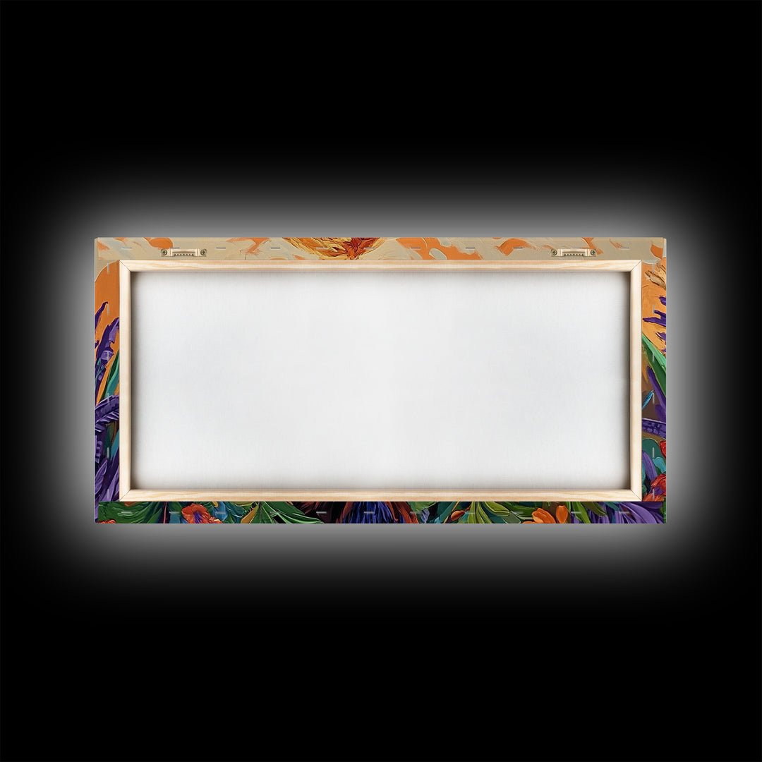 Buffalo Flowers, Bold, Canvas Print, Western bison face art, eclectic boho style, Living Room Wall Art, vibrant wildlife painting