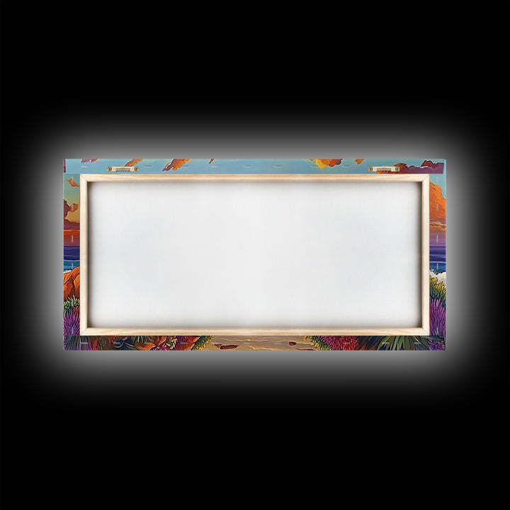 Beach Sunset, Waves, Pastel, Canvas Print, Seaside Landscape Art, Coastal Home Wall Decor, Serene Living Room Accent