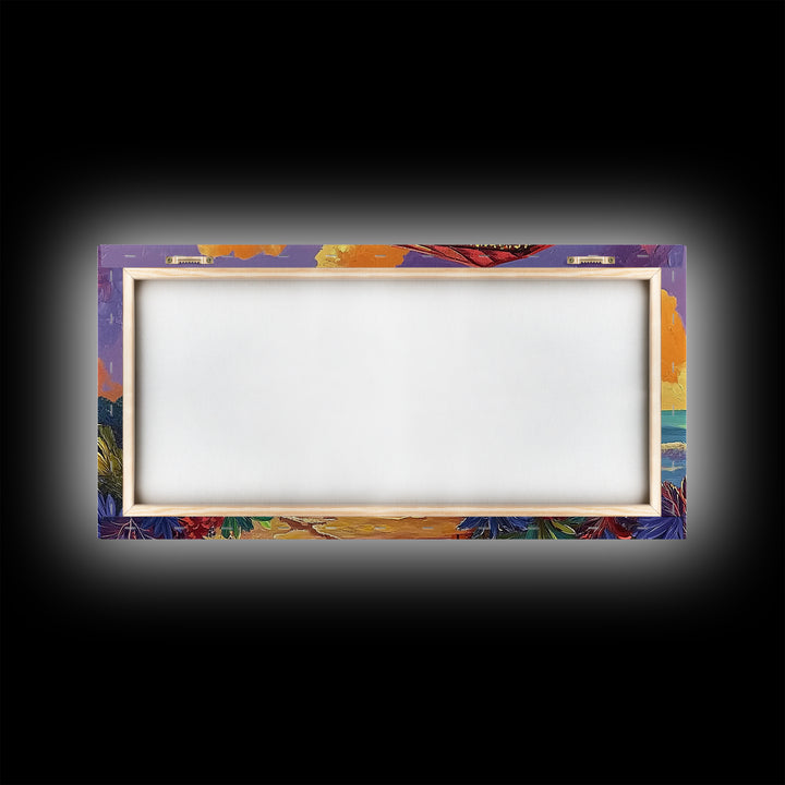 Beach Sunset, Tower, Tropical, Canvas Print, Coastal sunset art, boho beach house decor, vibrant tropical wall art, living room art