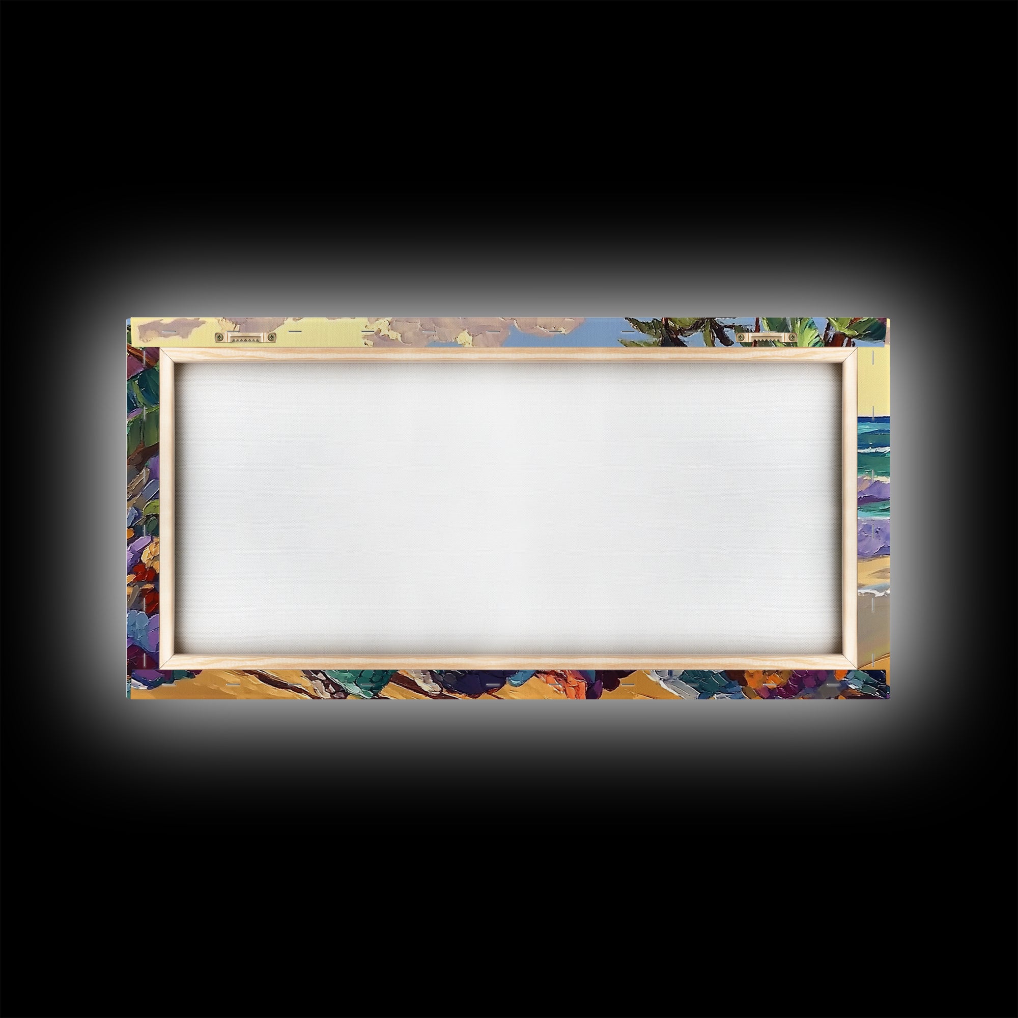 Coastal Cart, Tropical Beach, Ocean Shoreline, Framed Canvas Print, Rustic Wall Art, Coastal Living Room Decor, Summer Vibes Painting