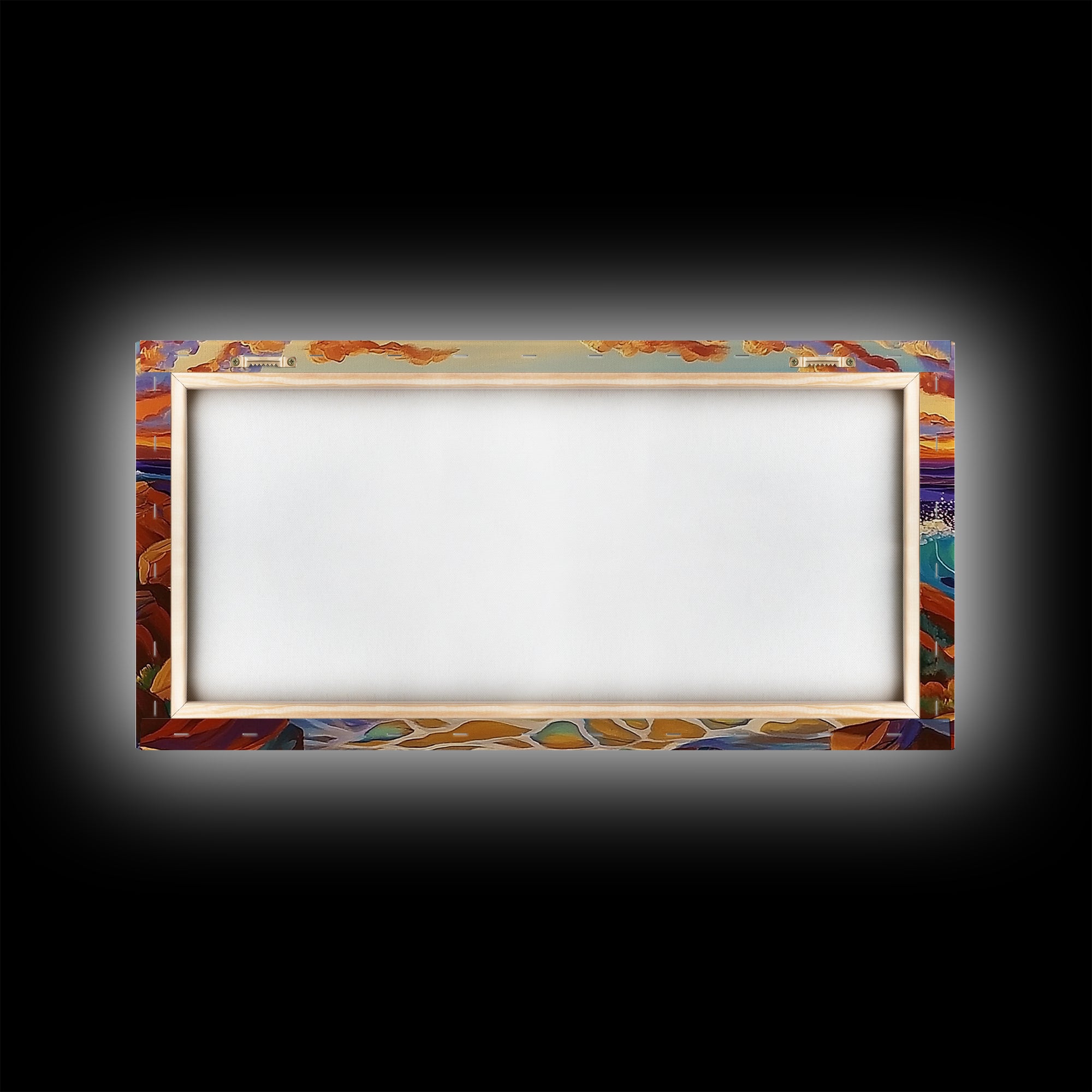 Coastal Splash, Sunset Rocks, Ocean Wave, Framed Canvas Print, Bold Nature Wall Art, Living Room Decor, Vibrant Seaside Artwork