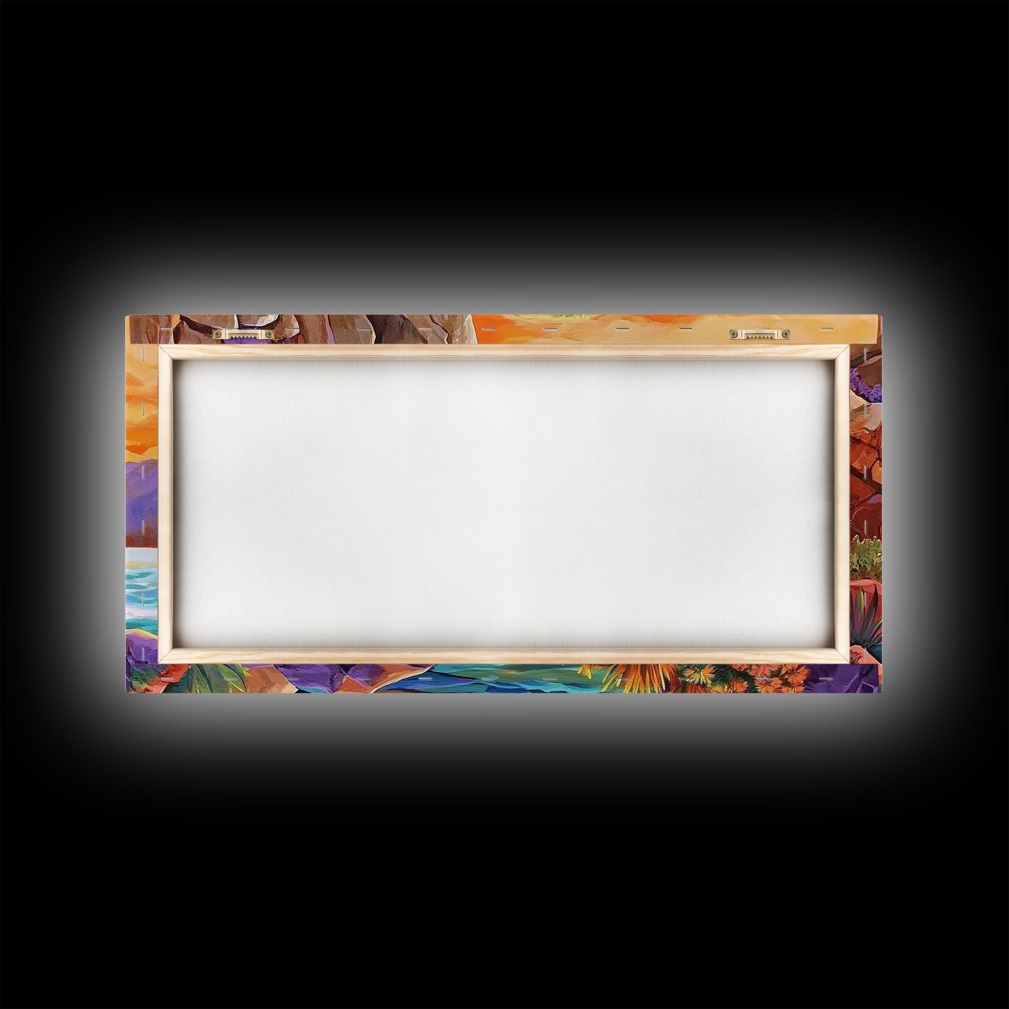 Desert Sunset, Cliffs, Nature, Framed Canvas Print, rocky cliffs and sea, Boho Living Room Wall Art, colorful sunset art, coastal vibes