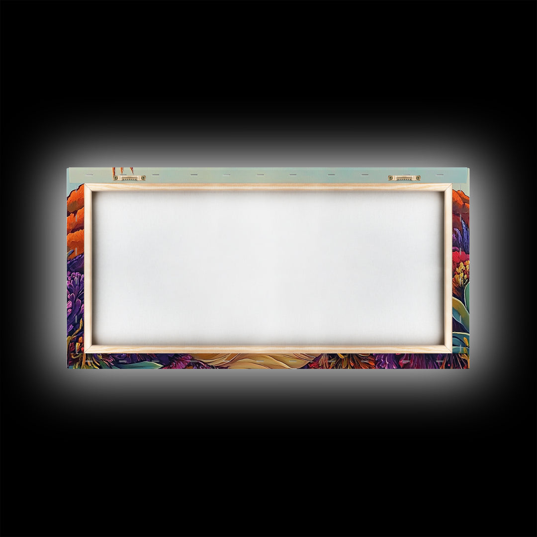 Beach Trail, Succulents, Ocean Path, Framed Canvas Print, Vibrant desert-to-ocean painting perfect Kitchen Wall Art or Boho Coastal Decor