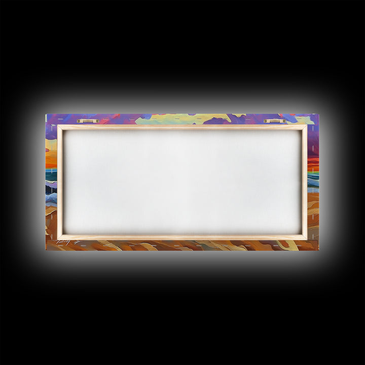 Beach Wagon, Sunset, Decor, Framed Canvas Print western wall art, desert decor, living room boho art, rustic coastal art, beach house