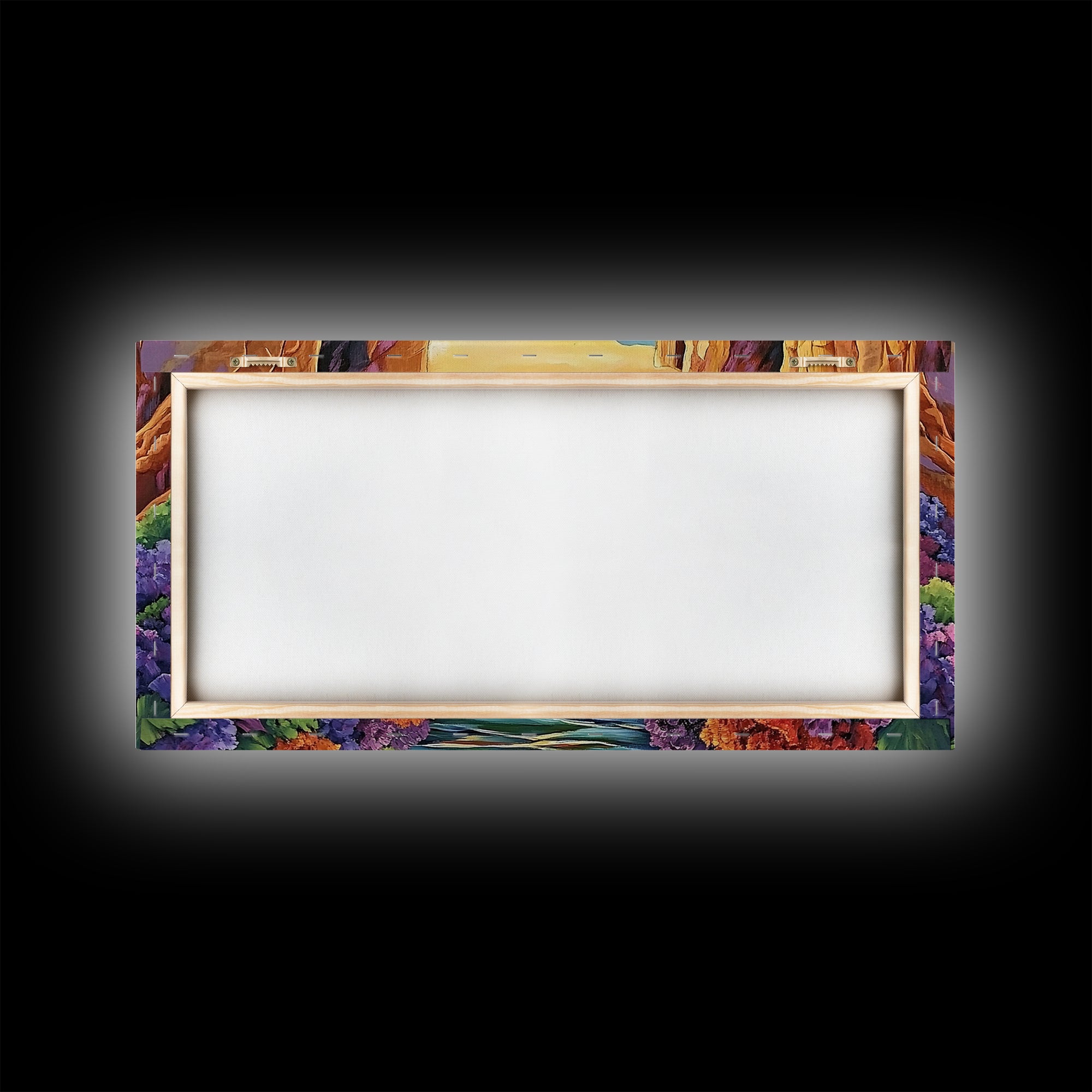 Canyon Cliffs, Ocean View, Sunset Water, Framed Canvas Print, Vibrant Landscape Wall Art, Office or Entryway Nature Decor