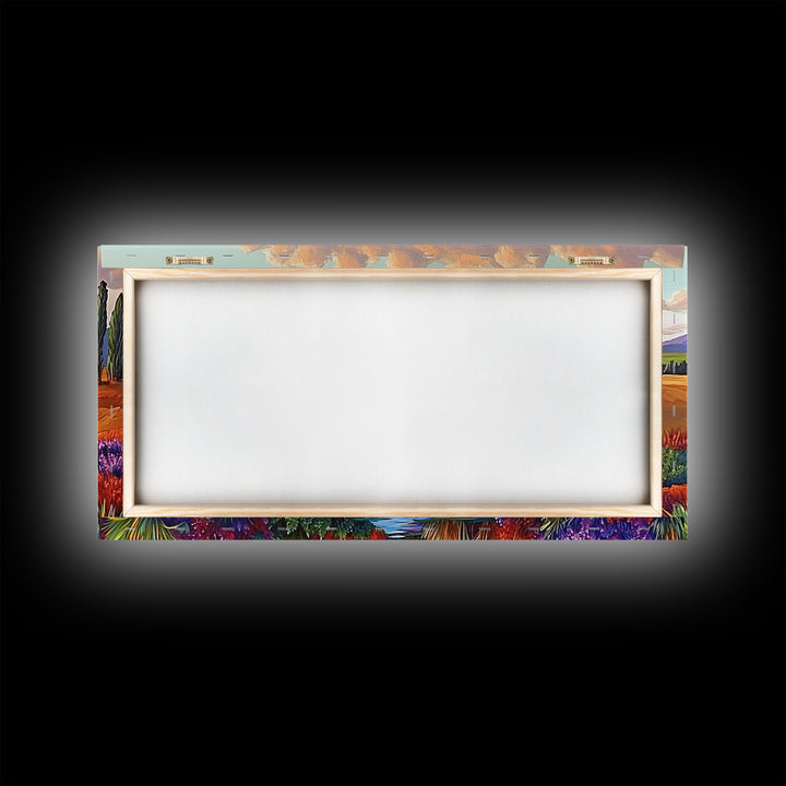 Autumn River, Golden Fields, Mountain View, Canvas Print, Fall Landscape Wall Art, Rustic Living Room Art, Seasonal Entryway Decor