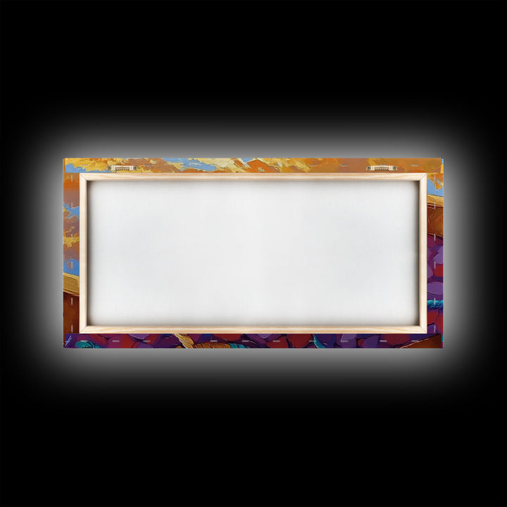 Desert Rope, Western Decor, Rustic Sunset, Framed Canvas Print, Southwestern Wall Art, Bold Kitchen or Ranch Style Office Decor