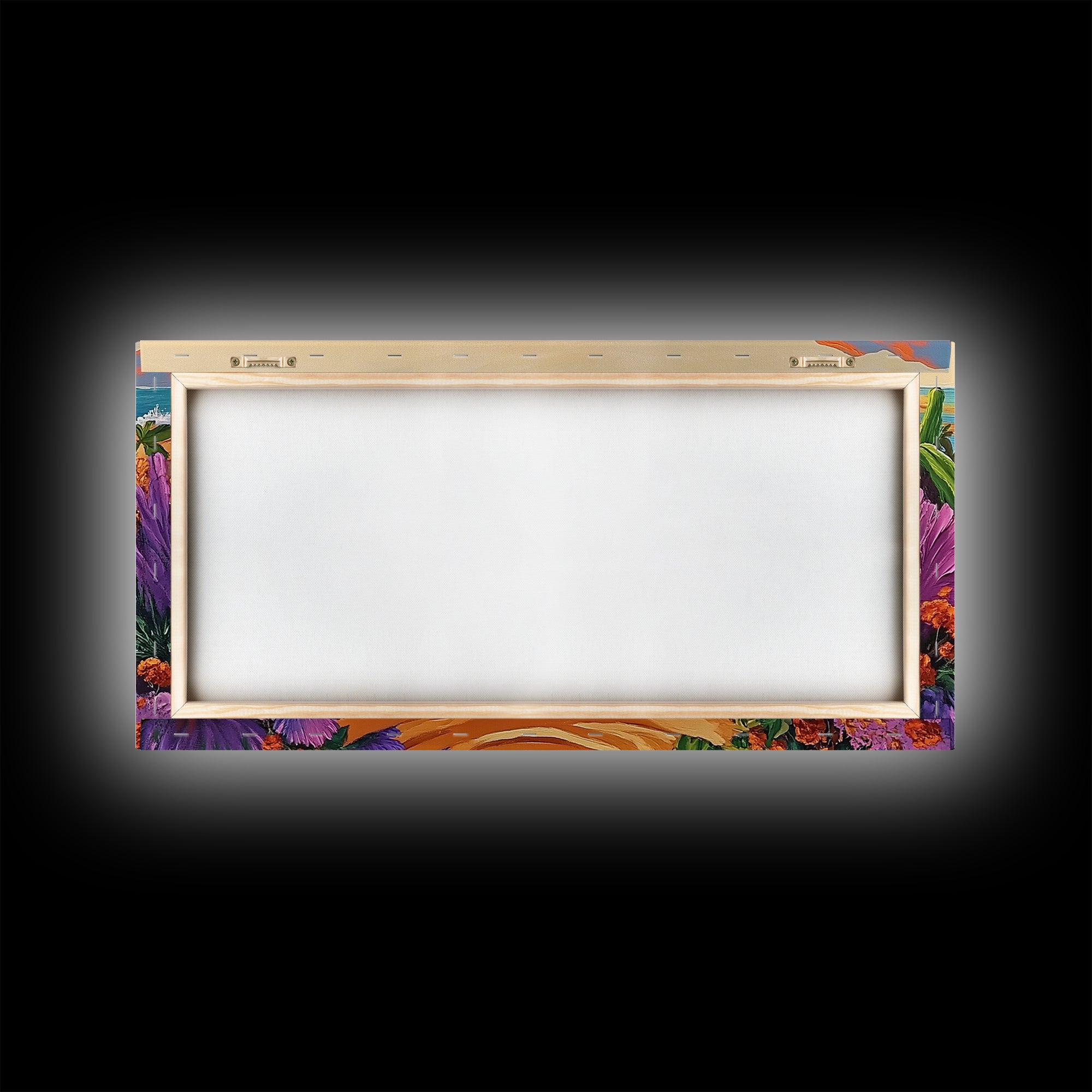 Beach Floral, Sunset, Cactus, Vibrant Desert Coastal Pathway Canvas Print, Entryway Wall Art, Boho Style Art, Tropical Beach Wall Decor