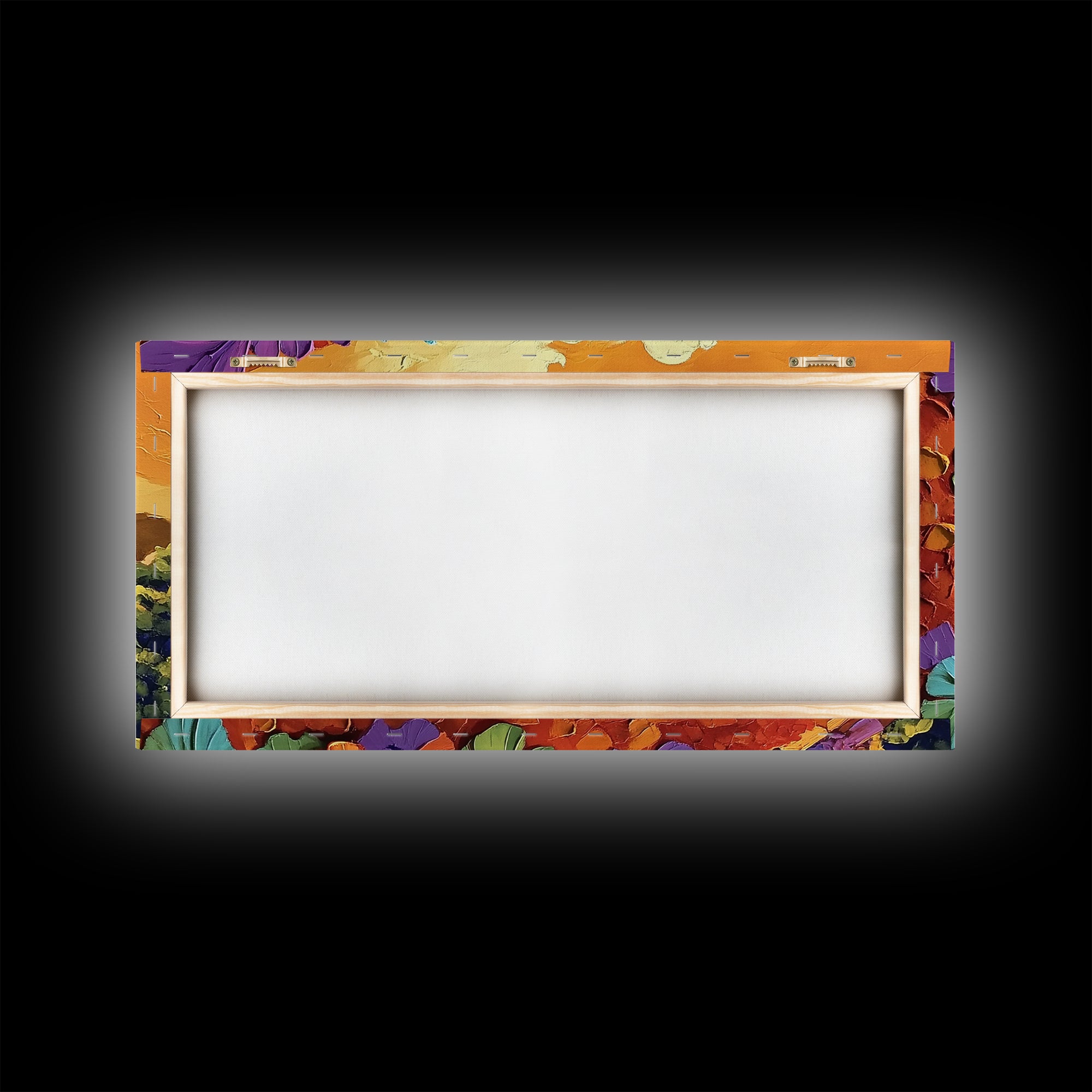 Colorful Feather, Design, Sunset, Framed Canvas Print, southwest wall art, abstract boho style, living room wall art, desert tones