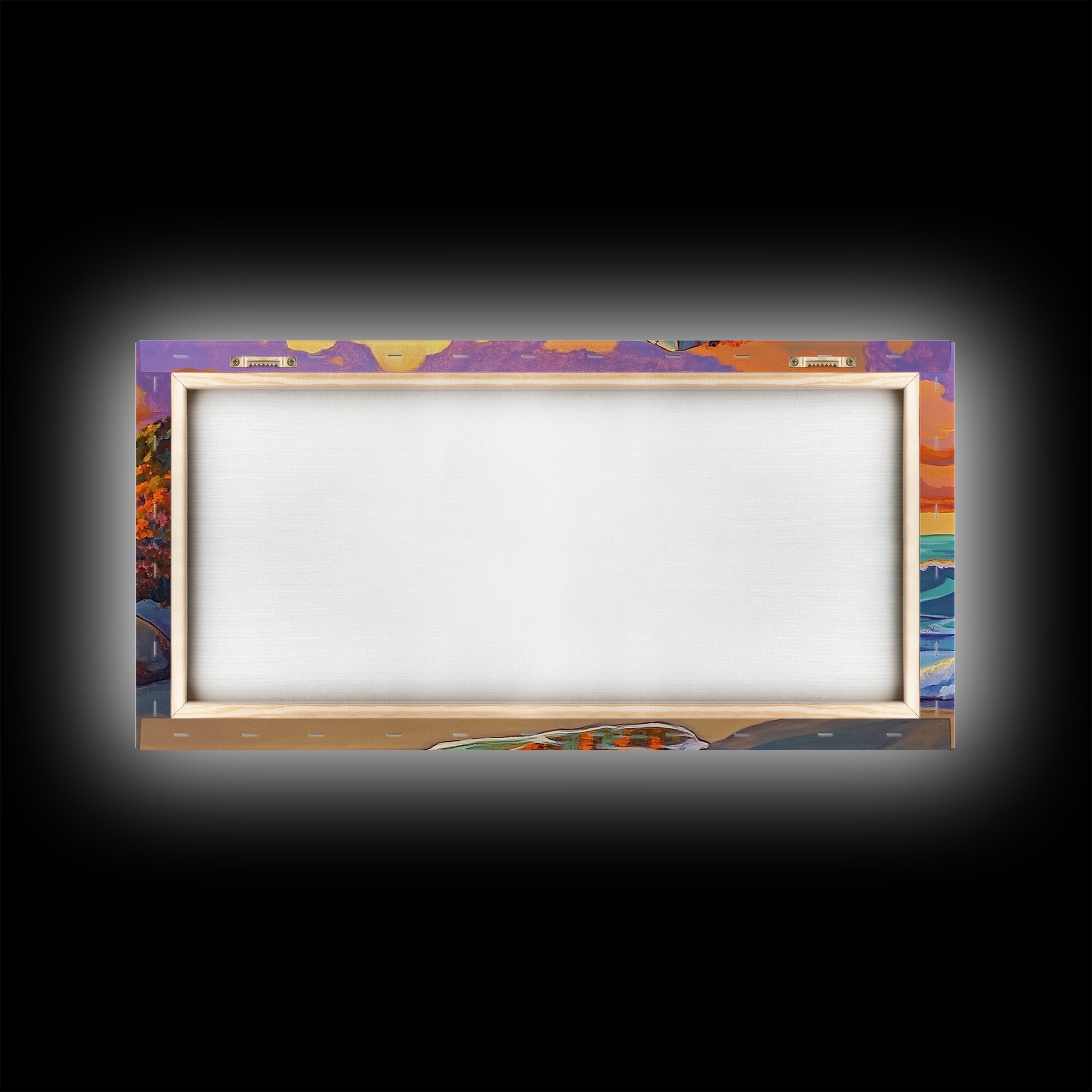 Rock Ocean, Sunset, Waves, Framed Canvas Print, coastal wall decor, bold shoreline art, living room beach style, nature theme