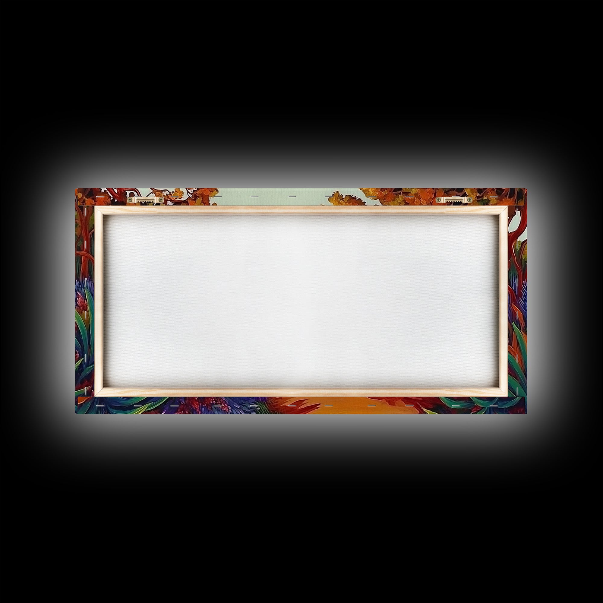 River Wildflowers, Autumn Trees, Mountain View, Framed Canvas Print, Fall Nature Art, Kitchen Wall Decor, Boho Landscape Painting