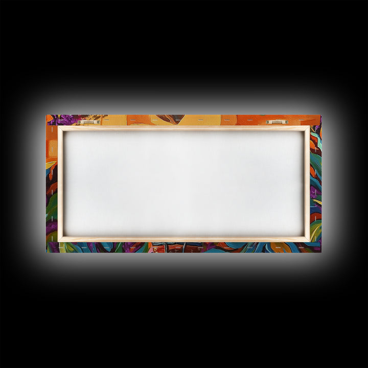 Cowgirl Desert, Vibes, Art, Framed Canvas Print, Western woman cactus wall art, rustic country home decor, southwestern living room