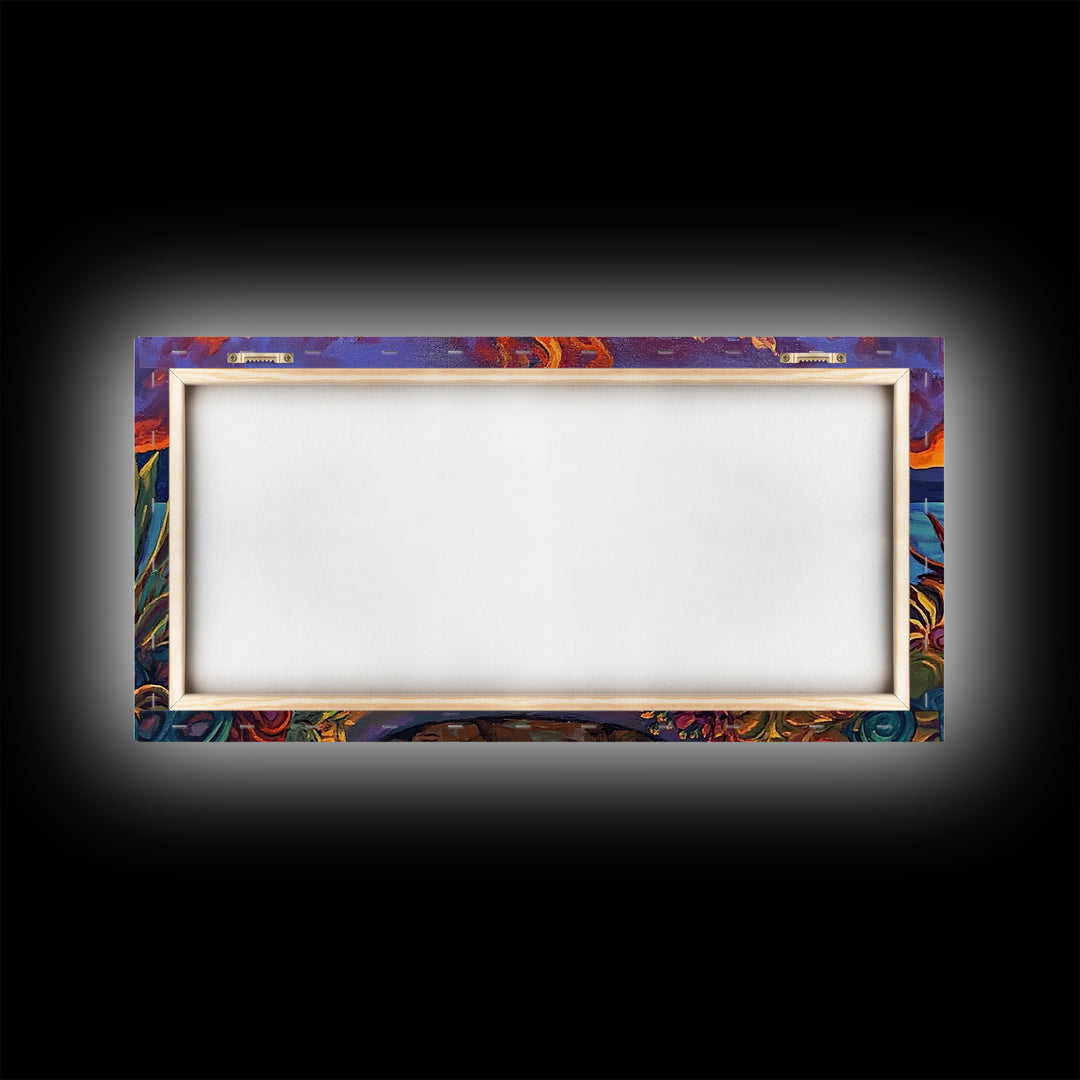 Campfire Desert, Sunset, Fiery Skies, bold landscape Canvas Print, autumn outdoor art, cozy rustic living room wall décor