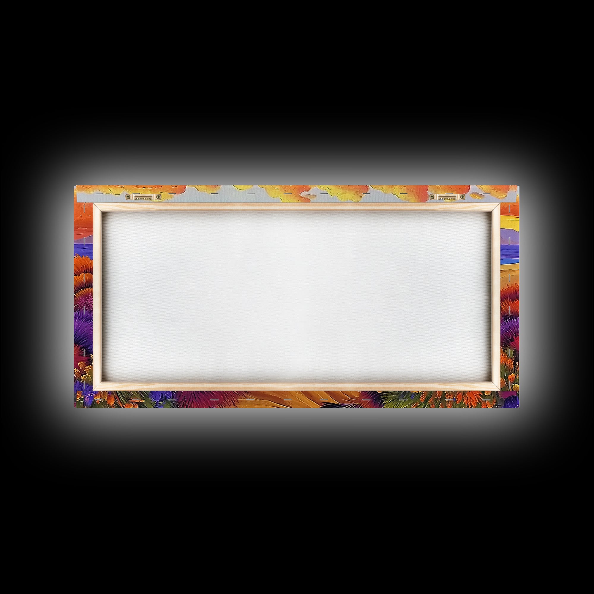 Cactus Sunset, Desert Painting, Framed Canvas Print, vibrant desert coastline, colorful flora, boho ar,t Southwest Style Entryway