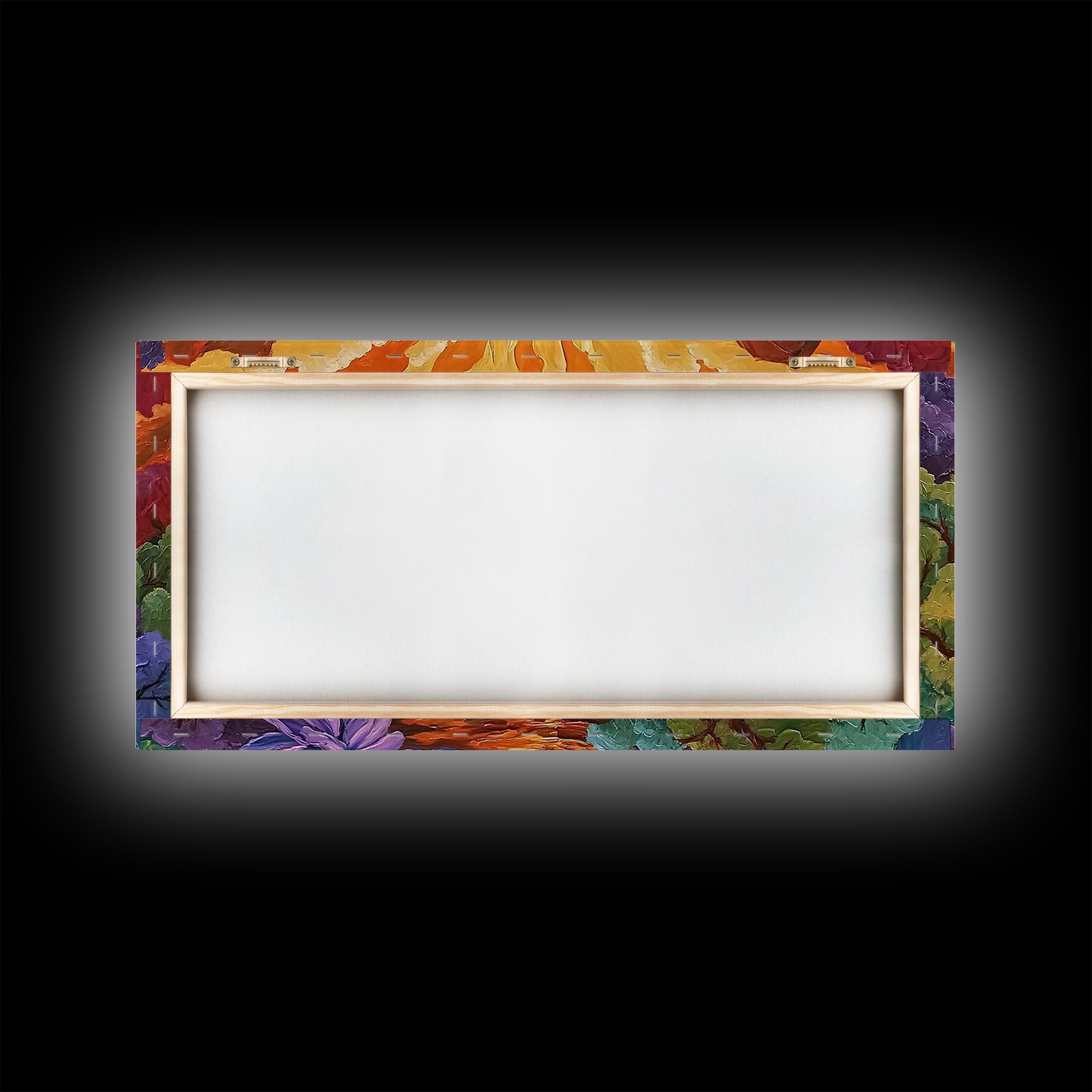 Campfire Valley, Sunset, Vivid Sky, bright forest Canvas Print, fall nature decor, bold boho fire painting, cozy cabin wall art