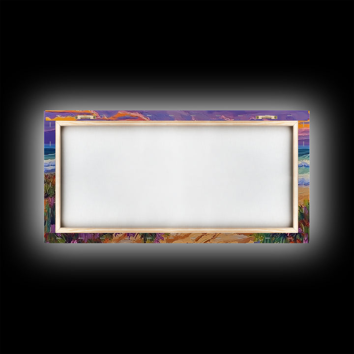 Beach Wagon, Sunset, Nostalgia, Canvas Print vintage coastal travel art Living Room Wall Art boho beach scene summer home vibe