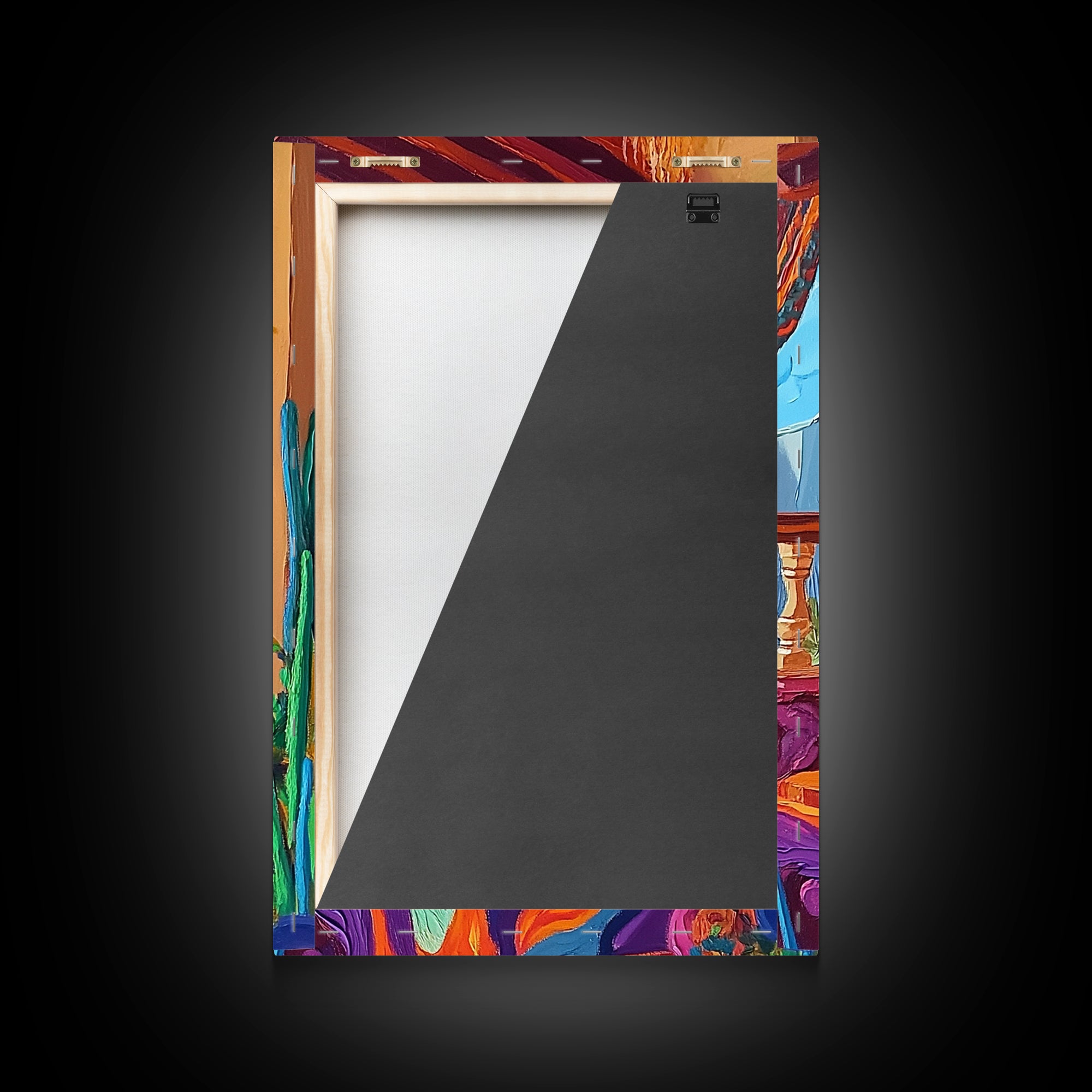 Cozy Hacienda, Fireplace, Terrace, Canvas Print, Southwestern Wall Art, Warm Interior Scene, Kitchen or Dining Room Boho Decor