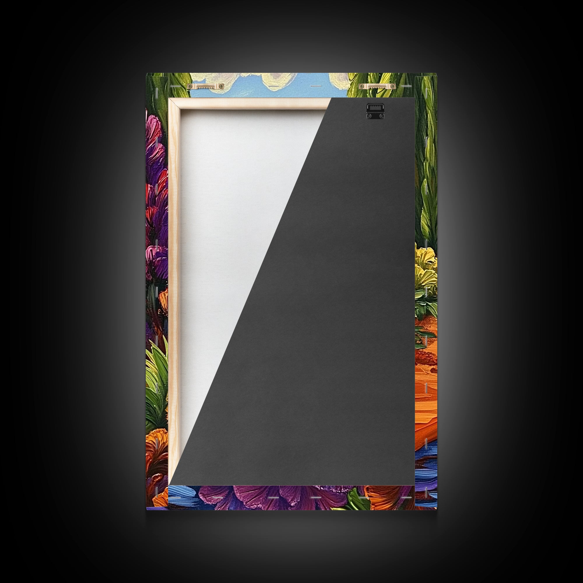 River Canyon, Fall, Flowers, Framed Canvas Print, Autumn Nature Artwork, Cozy Cabin Decor, Warm Earth Tones, Living Room Wall Art