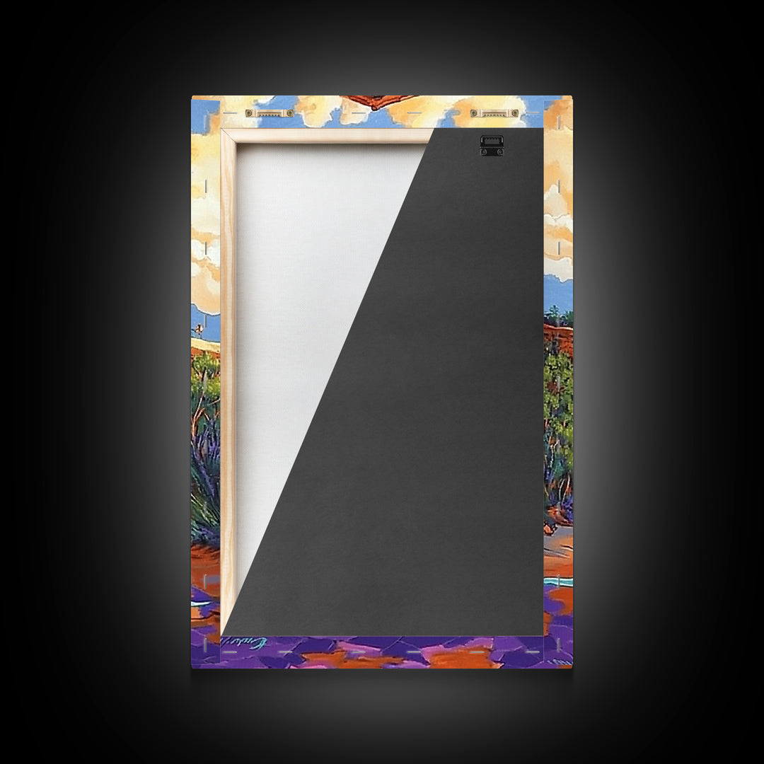 Adobe Desert, House, Framed Canvas Print, Rustic Southwest Wall Art, Earth Tone Adobe Home Decor, Boho Fall Art, Entryway Statement Piece