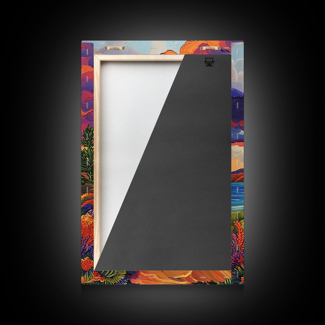 Clouds Sunset, Beach, Scenic Canvas Print, Colorful Coastal Wall Art, Vibrant Nature Landscape, Fall Living Room Art Piece