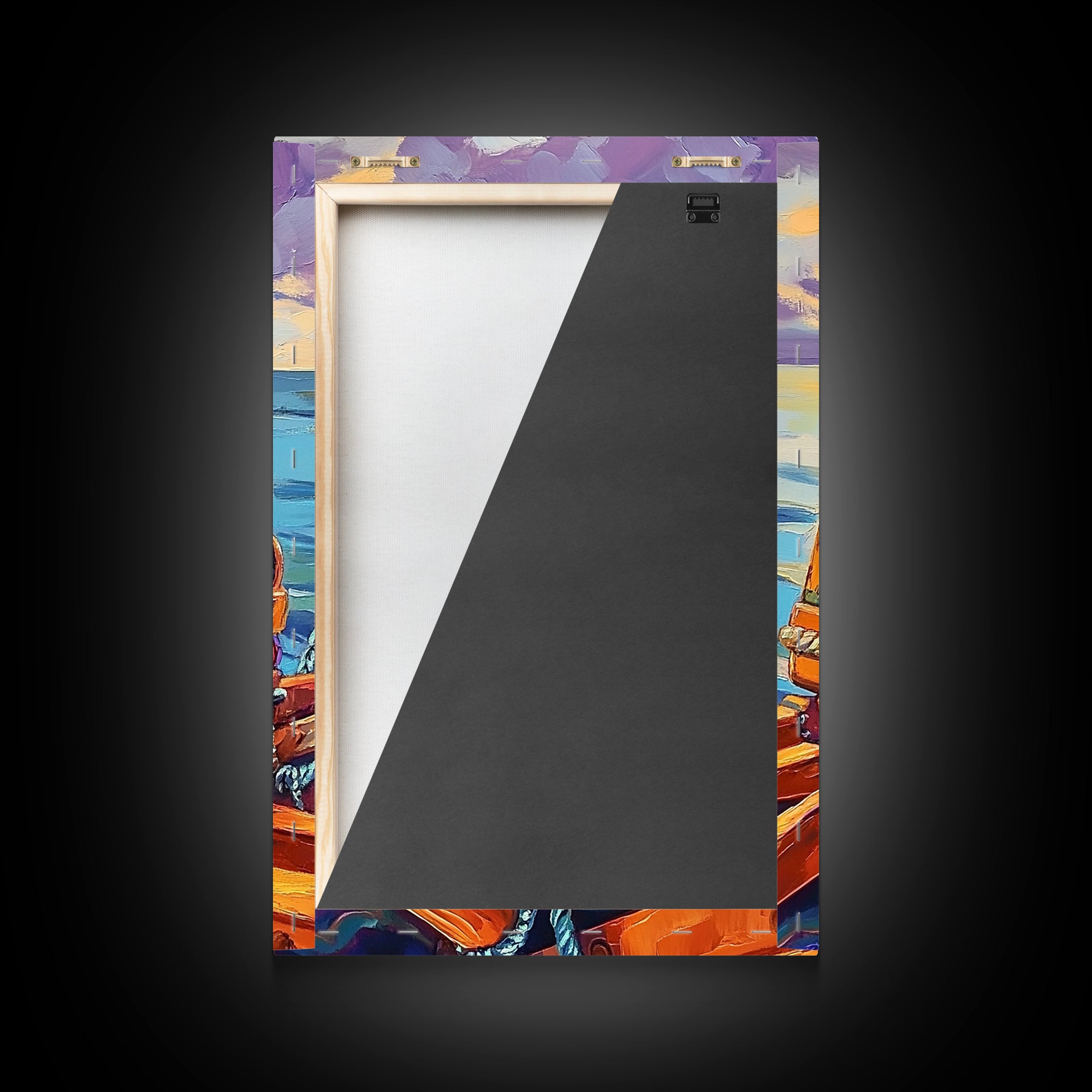 Rope Dock Sunset, Nautical, Framed Canvas Print, Nautical Rope Dockside Art, Sunset Painting, Coastal Seaside Wall Decor, Living Room Decor