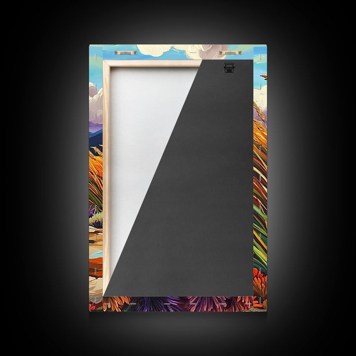 Autumn Prairie, Golden Fields, Windy Wheat, Nature Trail, Framed Canvas Print, Fall Wall Art, rustic farmhouse decor, cozy style