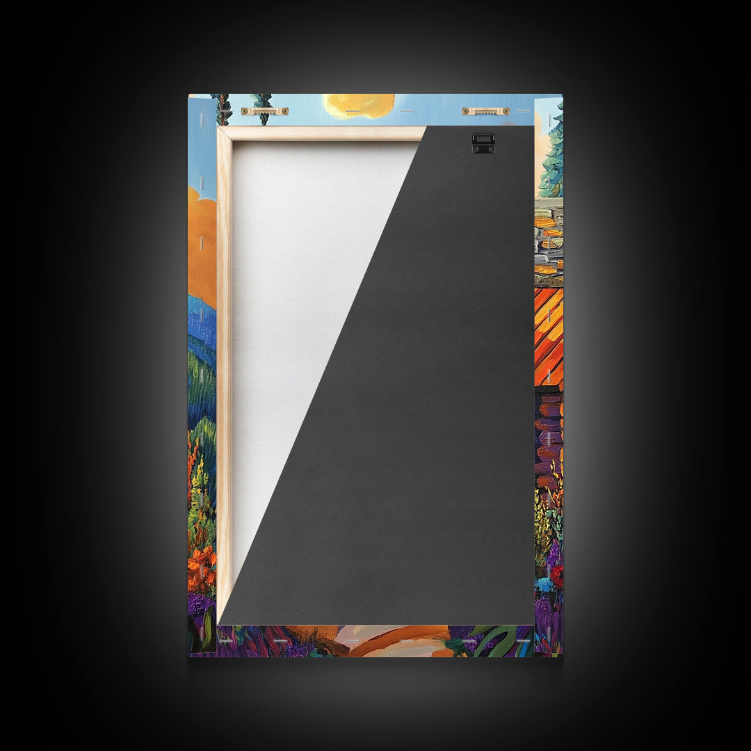 Cabin Escape, Fall Glow, Mountain Forest, Rustic Beauty, Canvas Print, Autumn Wall Art, Log Cabin Decor, Cozy Living Room Accent